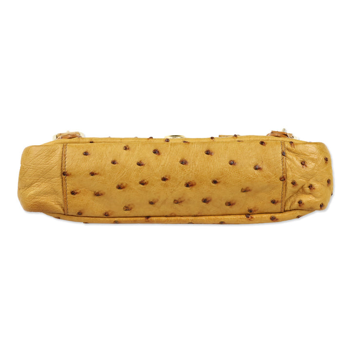 Ralph Lauren Tan Ostrich Leather Ricky Chain Shoulder Bag