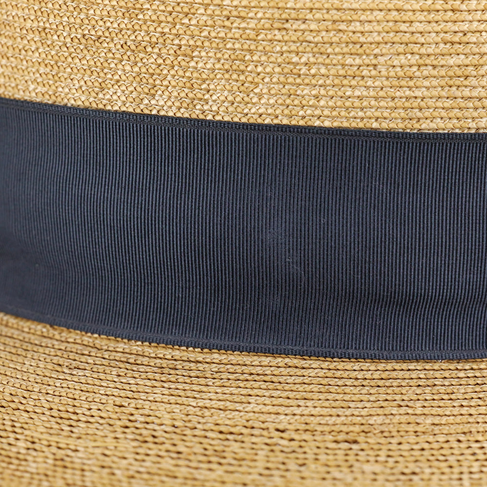 Ralph Lauren Wide Brim Straw Hat with Black Ribbon
