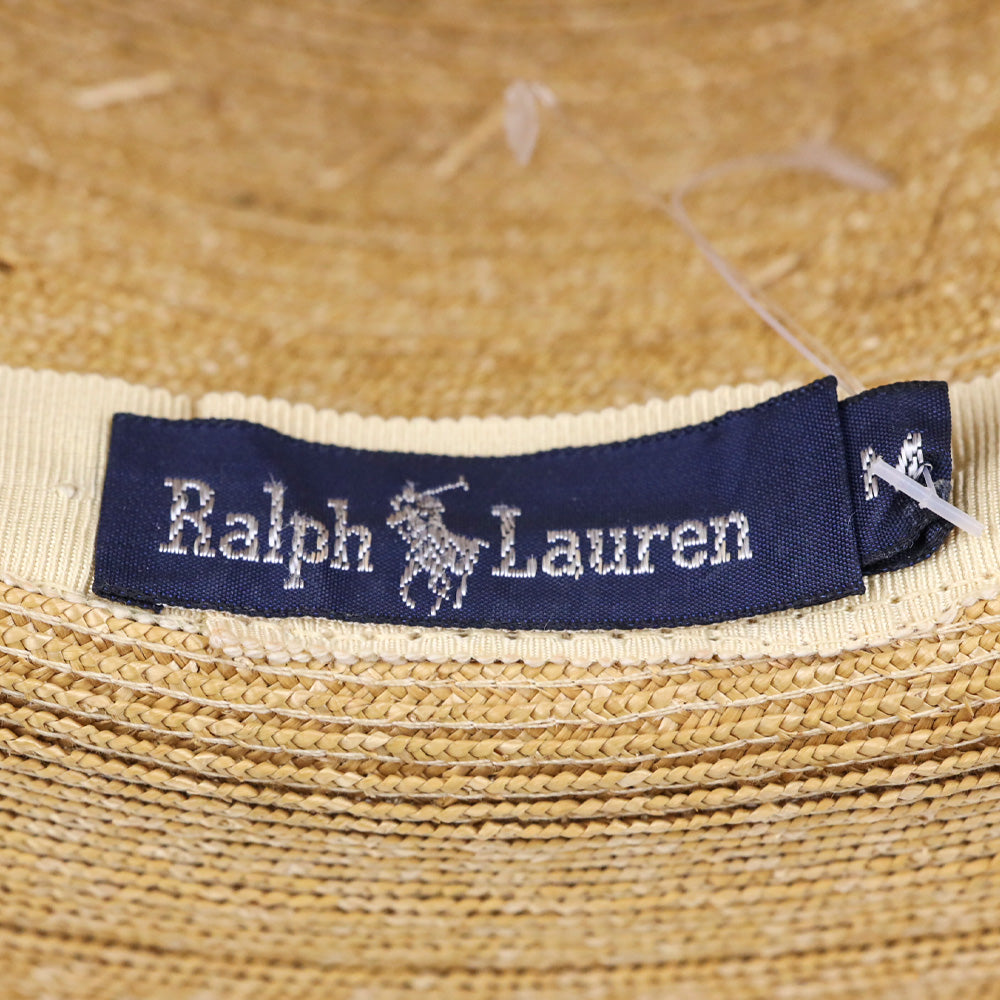 Ralph Lauren Wide Brim Straw Hat with Black Ribbon