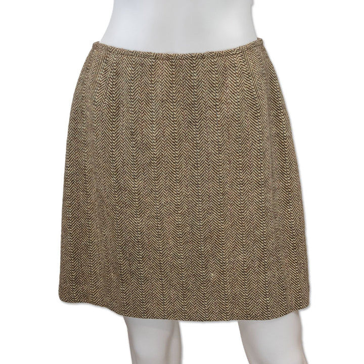 Ralph Ralph Lauren Beige Chevron Wool Mini Skirt