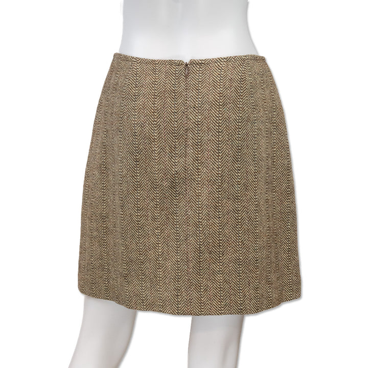 Ralph Ralph Lauren Beige Chevron Wool Mini Skirt