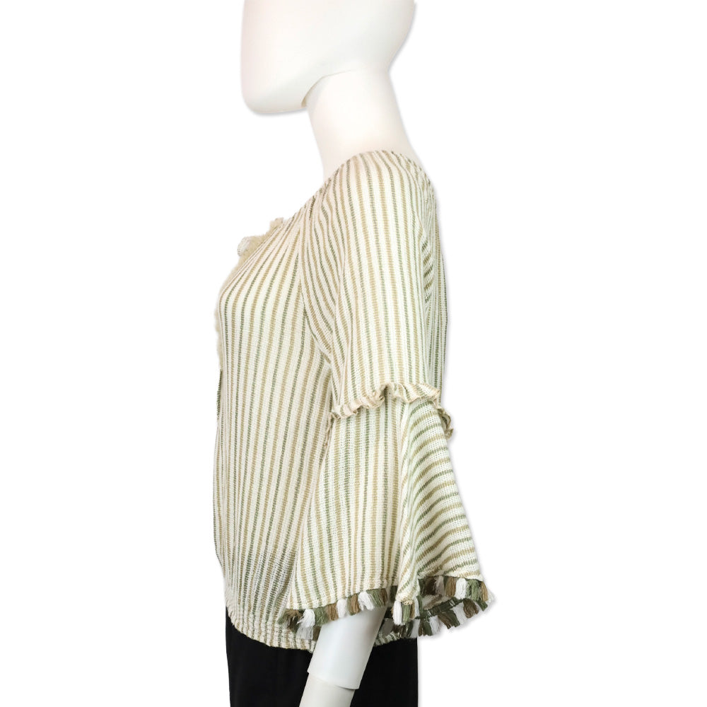 Ramy Brook Beige/Sage Striped Knit Andros Top