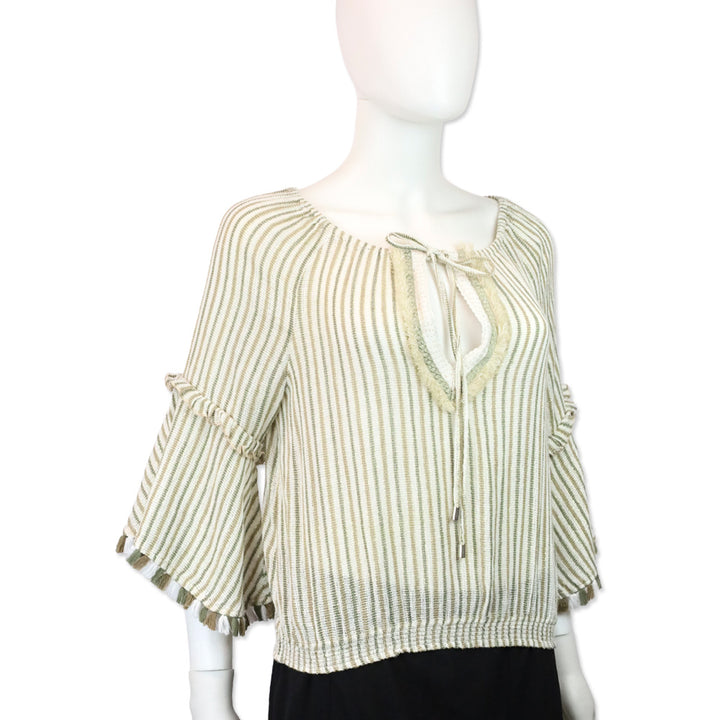 Ramy Brook Beige/Sage Striped Knit Andros Top