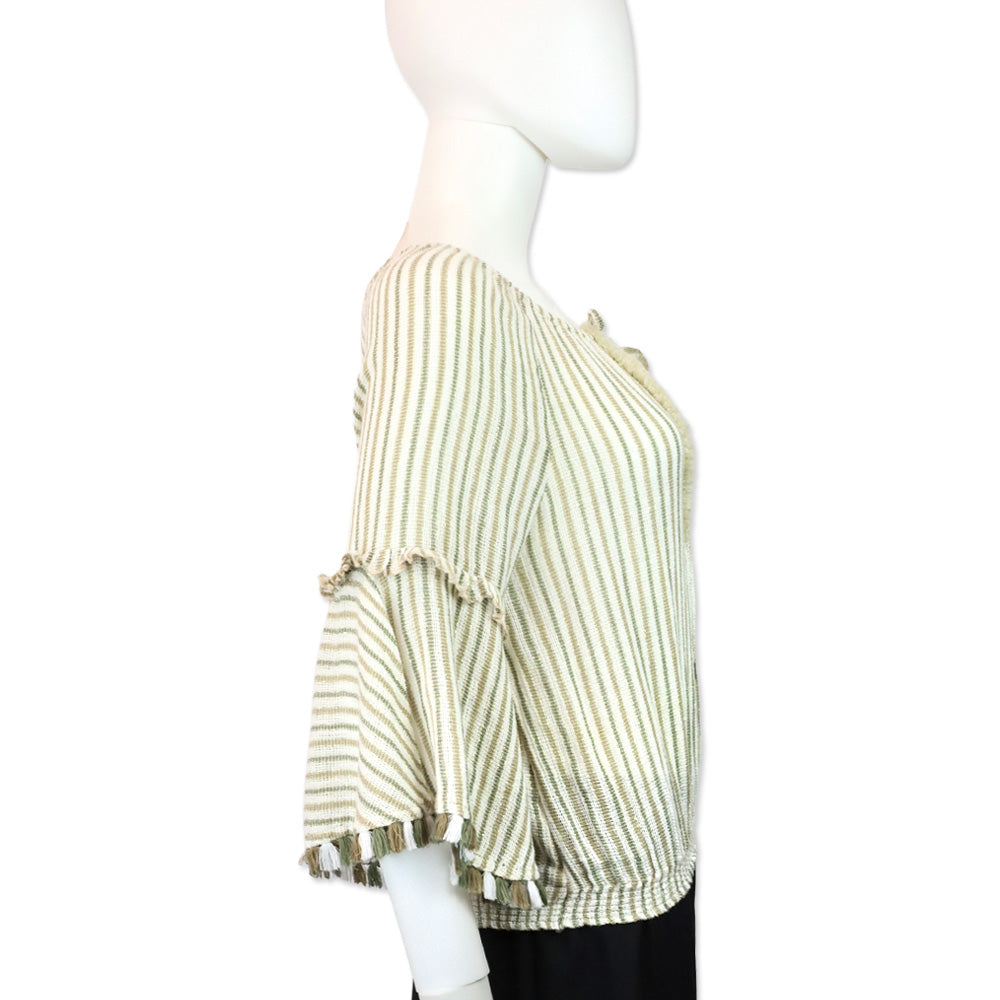 Ramy Brook Beige/Sage Striped Knit Andros Top