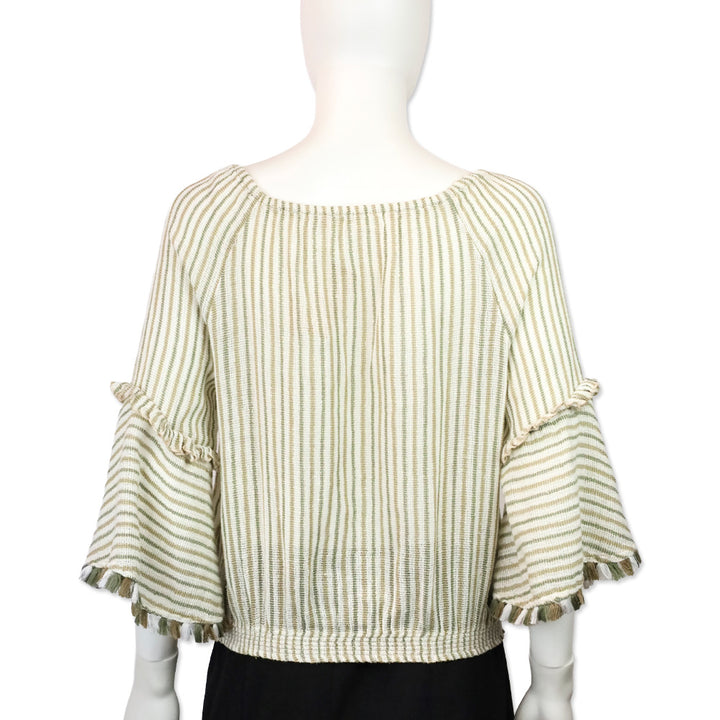 Ramy Brook Beige/Sage Striped Knit Andros Top