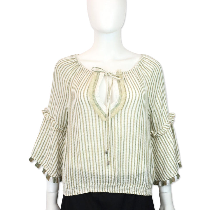 Ramy Brook Beige/Sage Striped Knit Andros Top