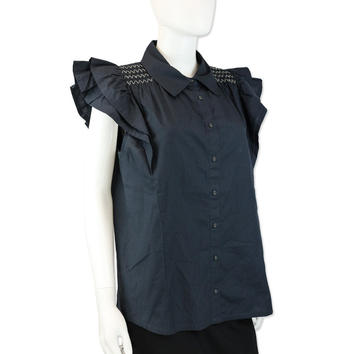 Ramy Brook Black Marceline Cotton Poplin Shirt