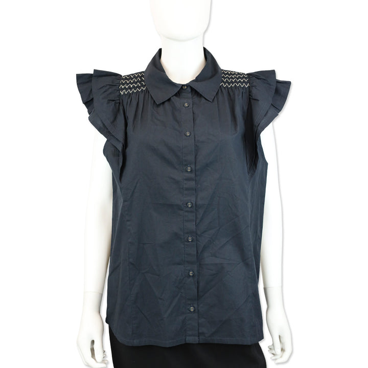 Ramy Brook Black Marceline Cotton Poplin Shirt