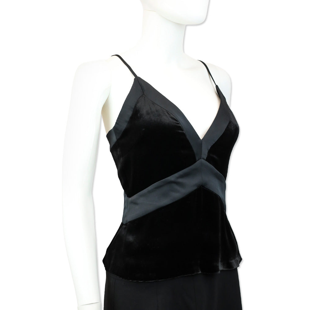 Ramy Brook Black Otis Velvet V-Neck Cami Tank Top