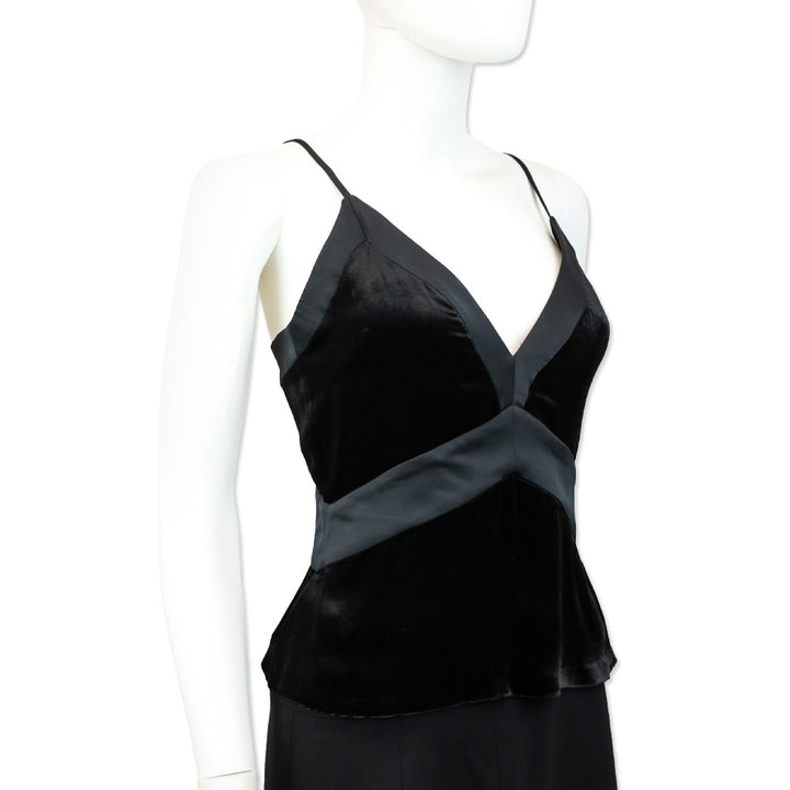 Ramy Brook Black Otis Velvet V-Neck Cami Tank Top
