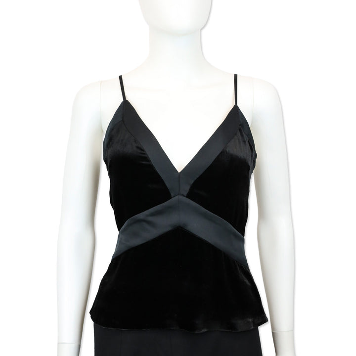 Ramy Brook Black Otis Velvet V-Neck Cami Tank Top