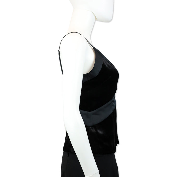 Ramy Brook Black Otis Velvet V-Neck Cami Tank Top