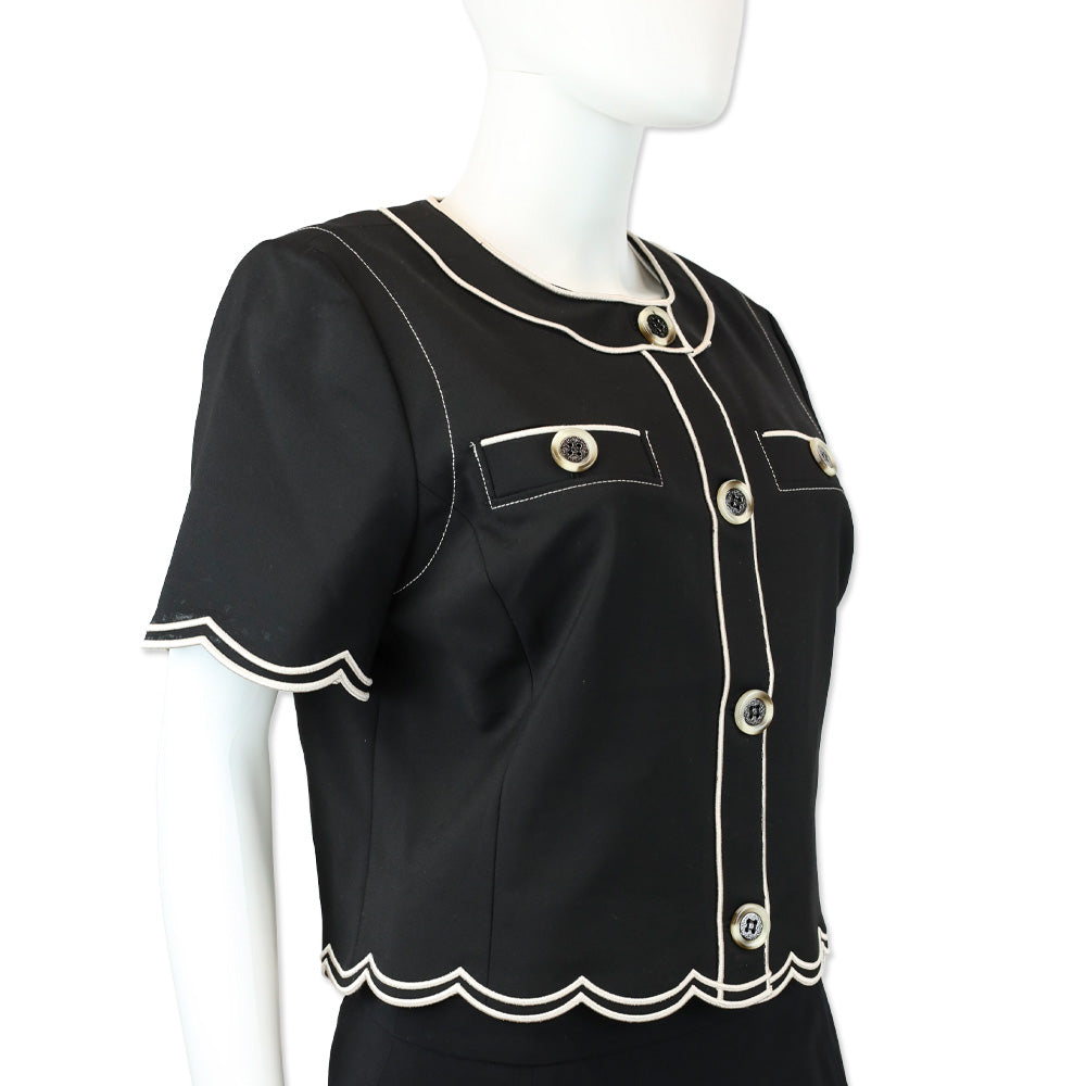 Ramy Brook Black Sandra Stretch Cotton Scalloped Jacket