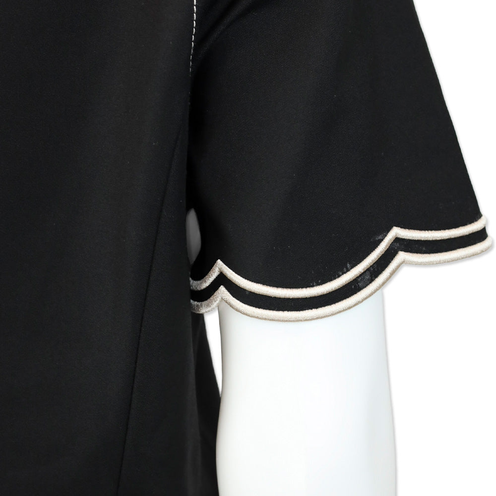 Ramy Brook Black Sandra Stretch Cotton Scalloped Jacket