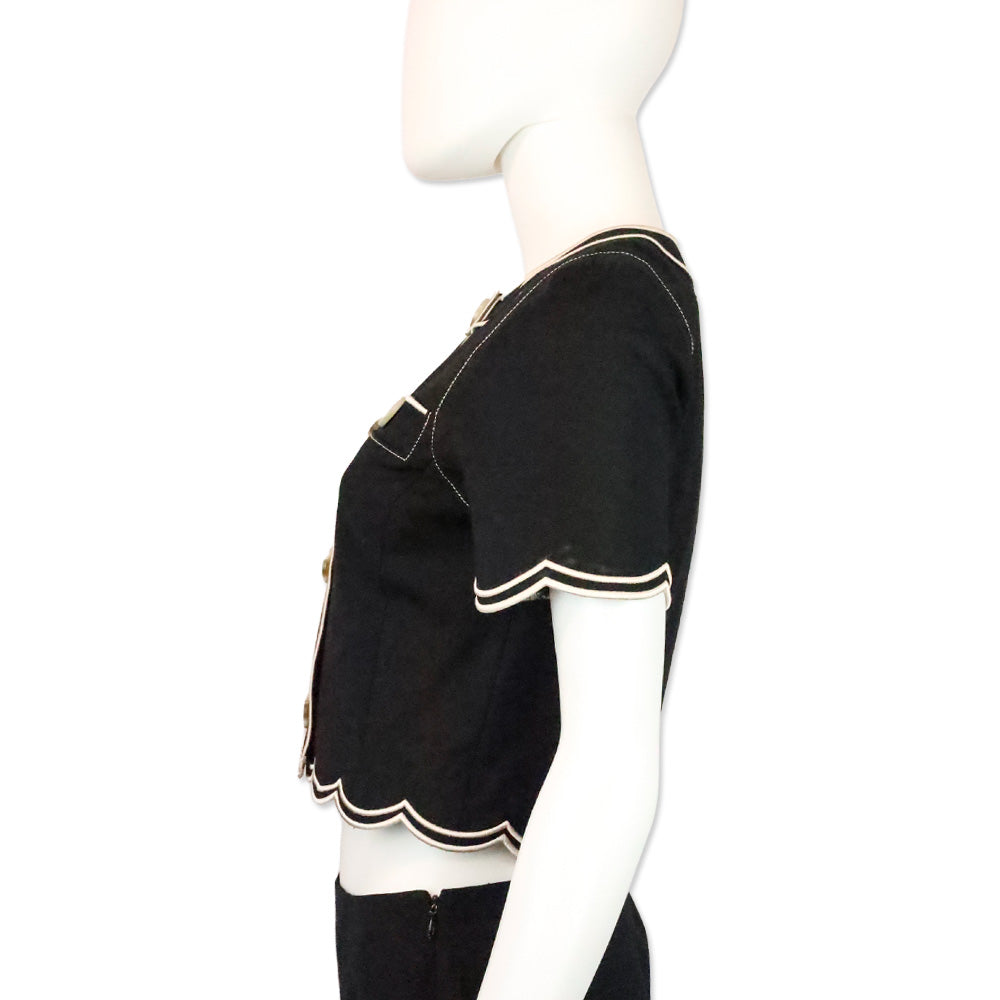 Ramy Brook Black Scallop-Trim Sandra Top