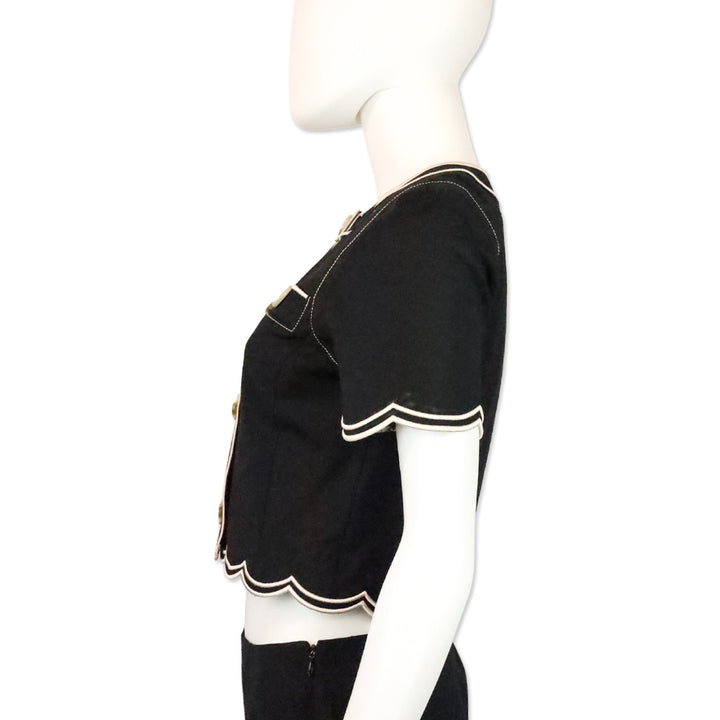 Ramy Brook Black Scallop-Trim Sandra Top