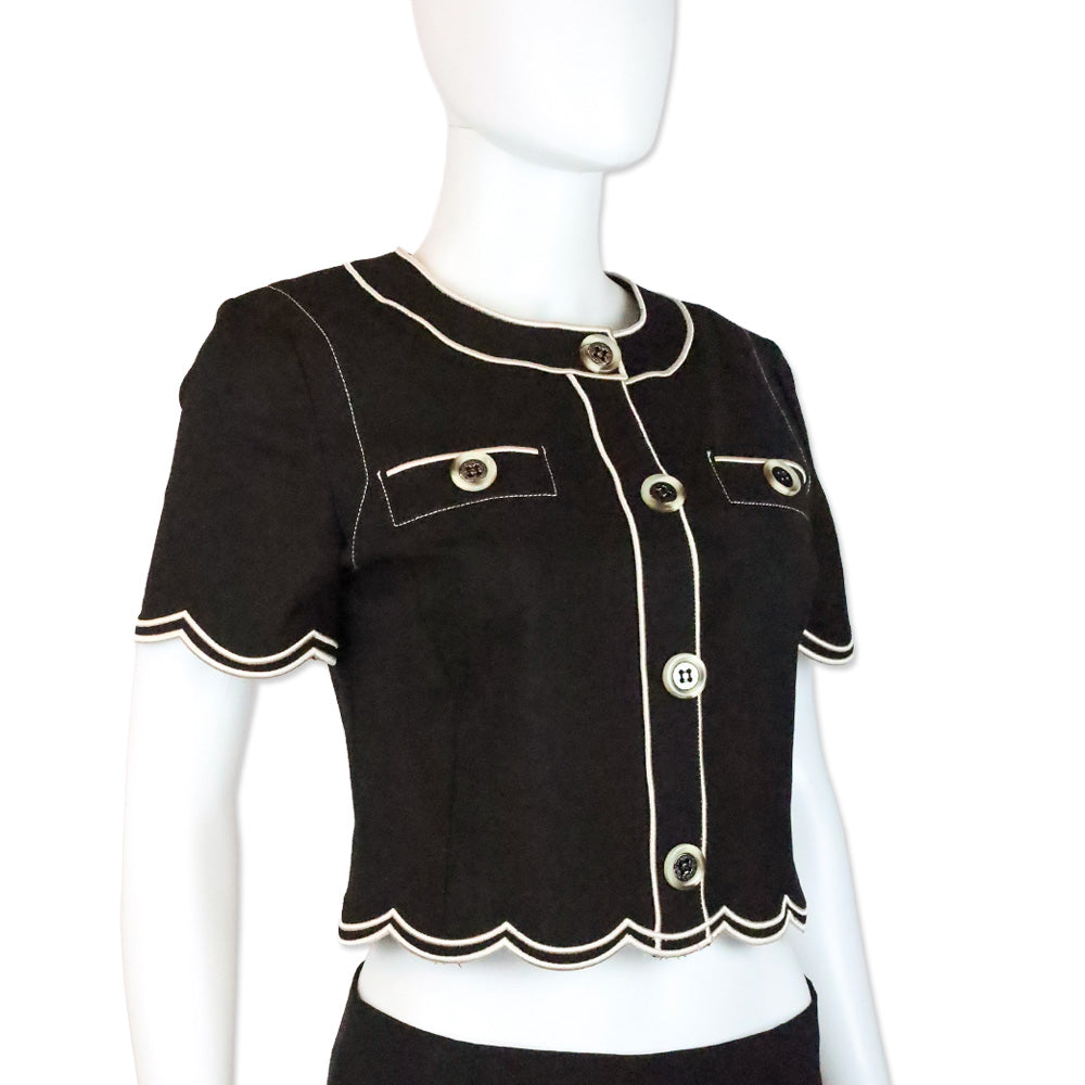 Ramy Brook Black Scallop-Trim Sandra Top