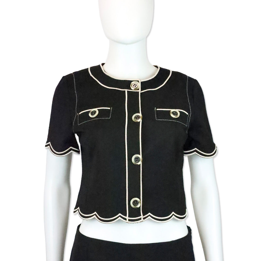 Ramy Brook Black Scallop-Trim Sandra Top