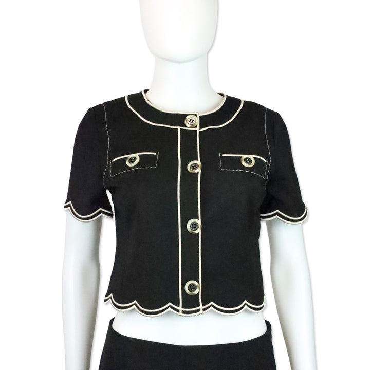 Ramy Brook Black Scallop-Trim Sandra Top