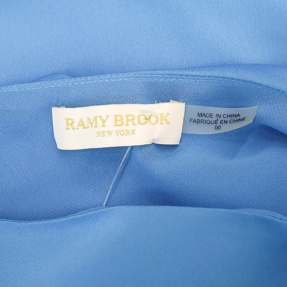 Ramy Brook Blue Lake Roxanne One-Shoulder Draped Mini Dress