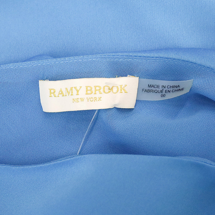 Ramy Brook Blue Lake Roxanne One-Shoulder Draped Mini Dress