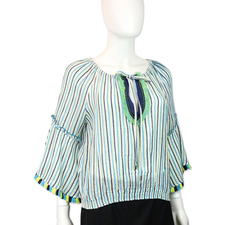 Ramy Brook Blue/Green Striped Knit Andros Top