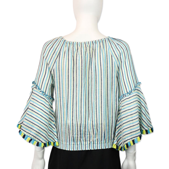 Ramy Brook Blue/Green Striped Knit Andros Top