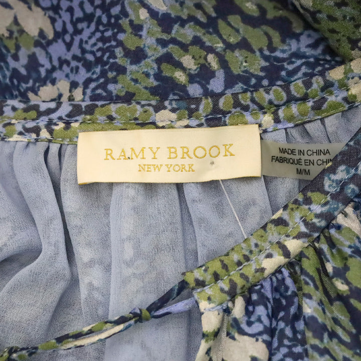 Ramy Brook Brinley Blue Sage Printed-Silk Blouson Mini Dress