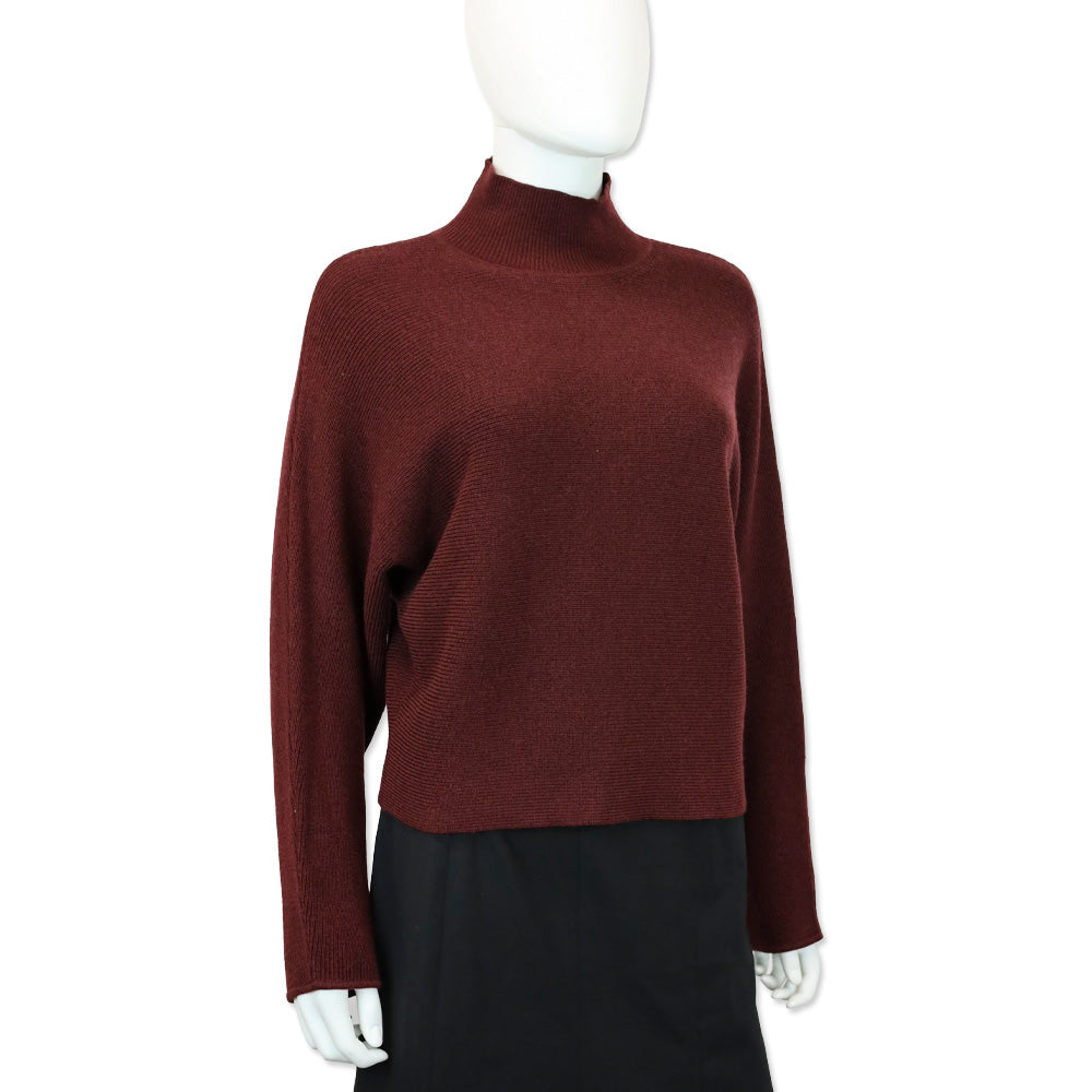Ramy Brook F/W24 Maroon Cassidy Mock-Neck Wool Sweater