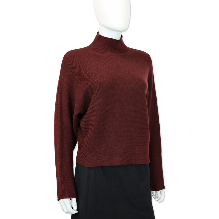 Ramy Brook F/W24 Maroon Cassidy Mock-Neck Wool Sweater