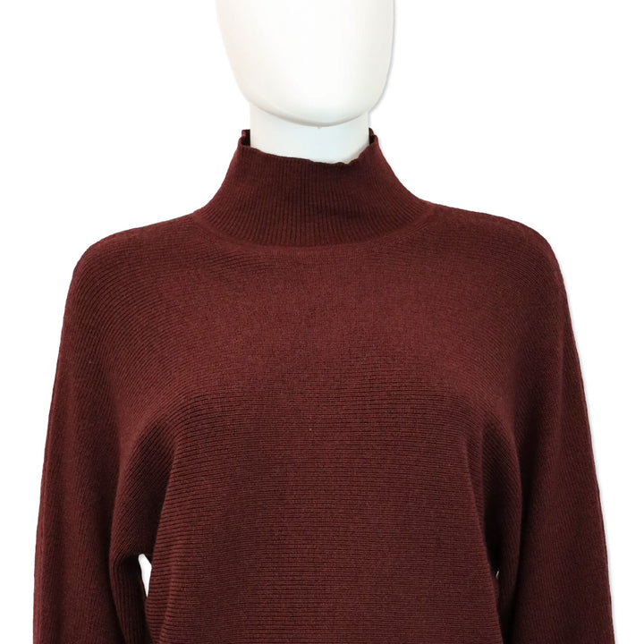Ramy Brook F/W24 Maroon Cassidy Mock-Neck Wool Sweater