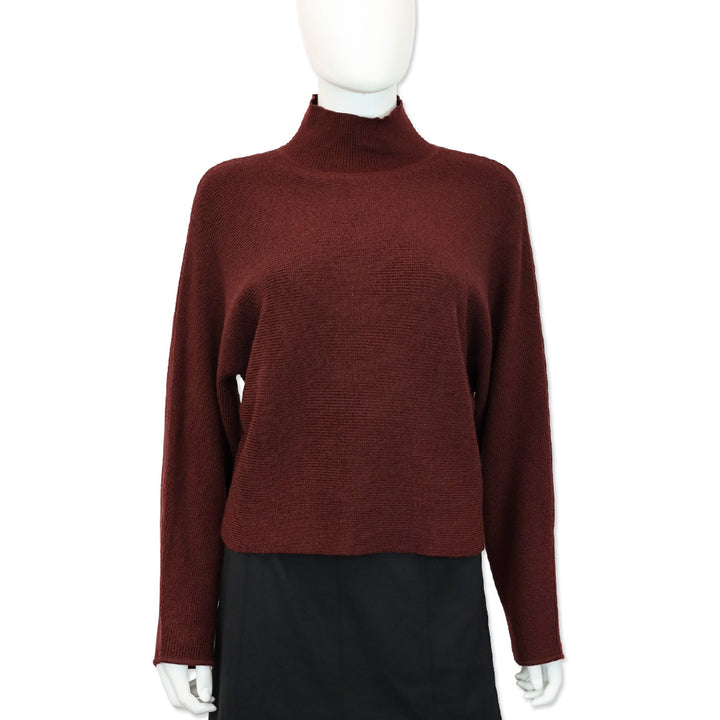 Ramy Brook F/W24 Maroon Cassidy Mock-Neck Wool Sweater