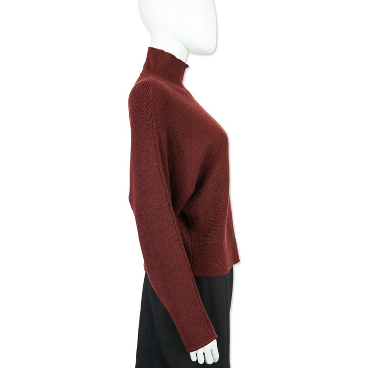 Ramy Brook F/W24 Maroon Cassidy Mock-Neck Wool Sweater