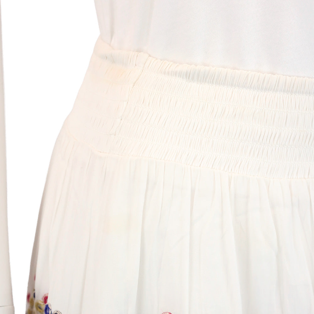 Ramy Brook Maelen White Embroidered Smocked Mini Skirt