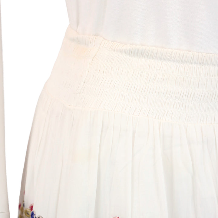 Ramy Brook Maelen White Embroidered Smocked Mini Skirt