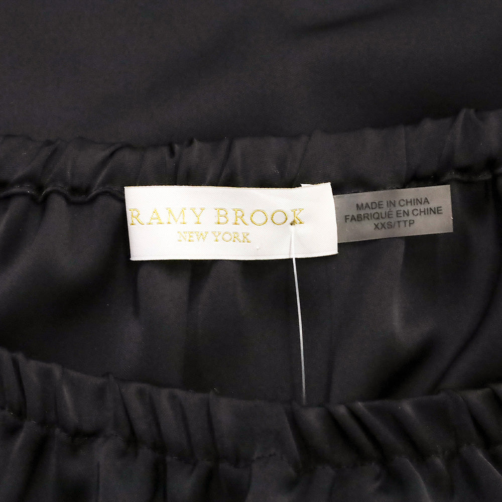 Ramy Brook Murphy Off-The-Shoulder Long Sleeve Black Satin Top