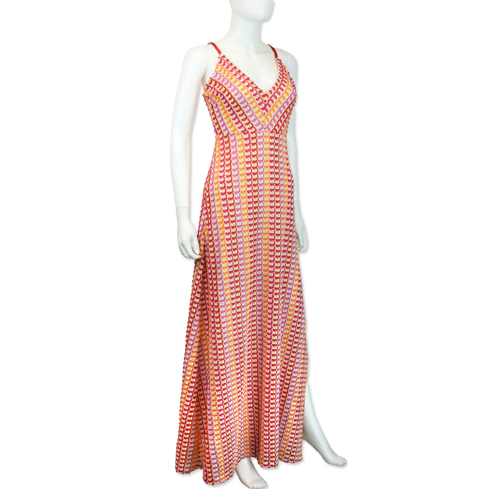Ramy Brook Peach Della Scallop Knit Maxi Dress