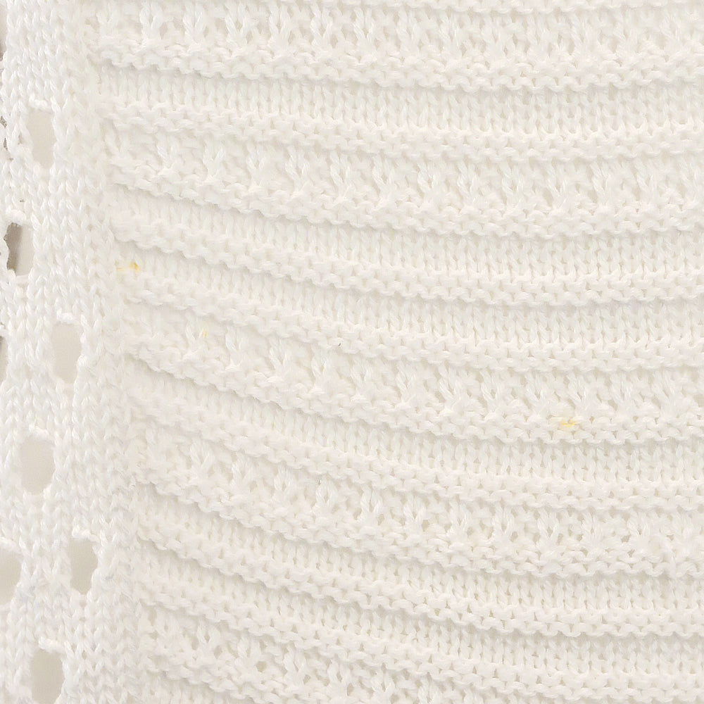 Ramy Brook White Crochet Cotton Knit Long Sleeve Top
