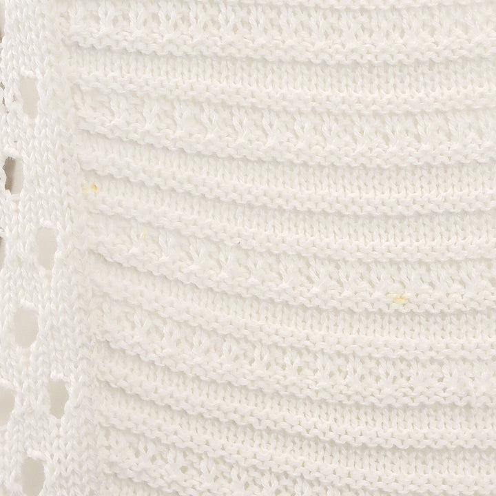 Ramy Brook White Crochet Cotton Knit Long Sleeve Top