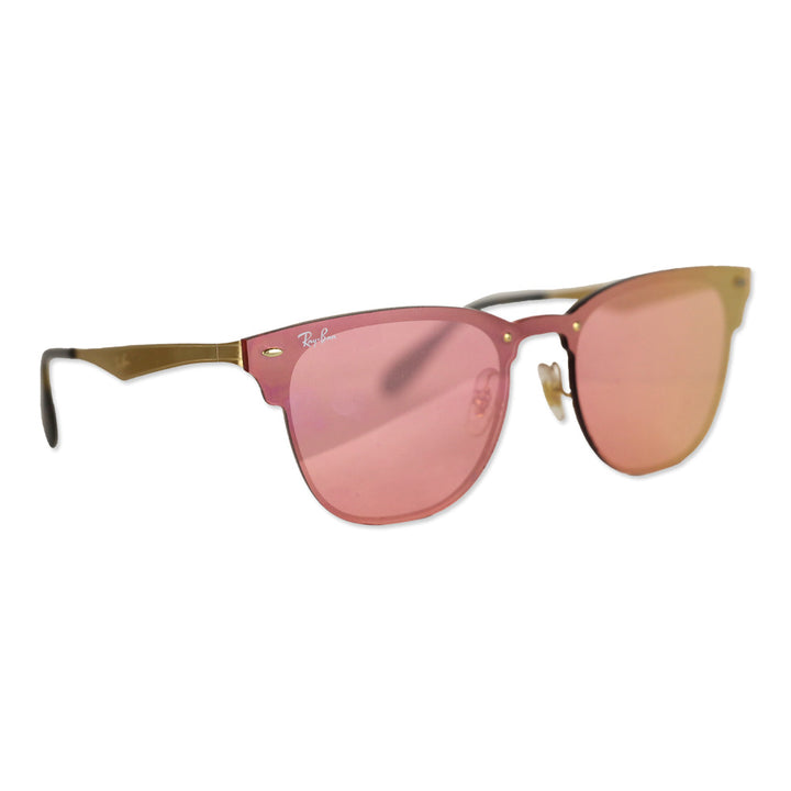 Ray-Ban Blaze Clubmaster Pink Mirror Polished Gold Sunglasses