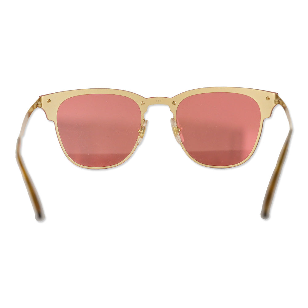 Ray-Ban Blaze Clubmaster Pink Mirror Polished Gold Sunglasses