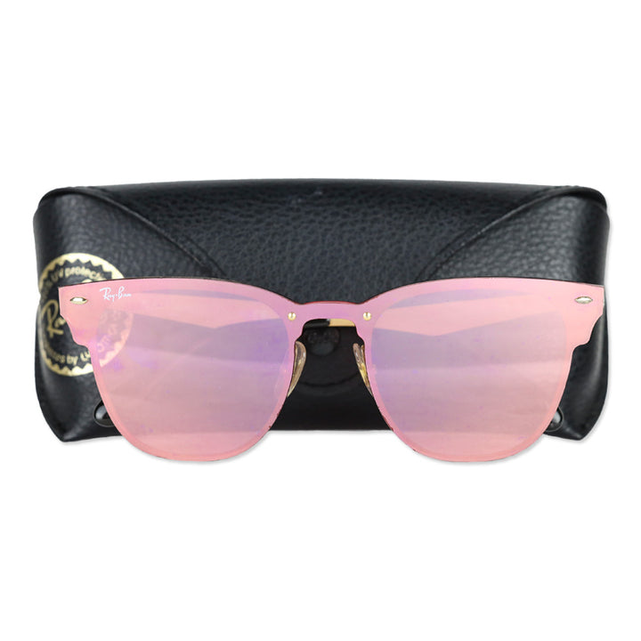 Ray-Ban Blaze Clubmaster Pink Mirror Polished Gold Sunglasses