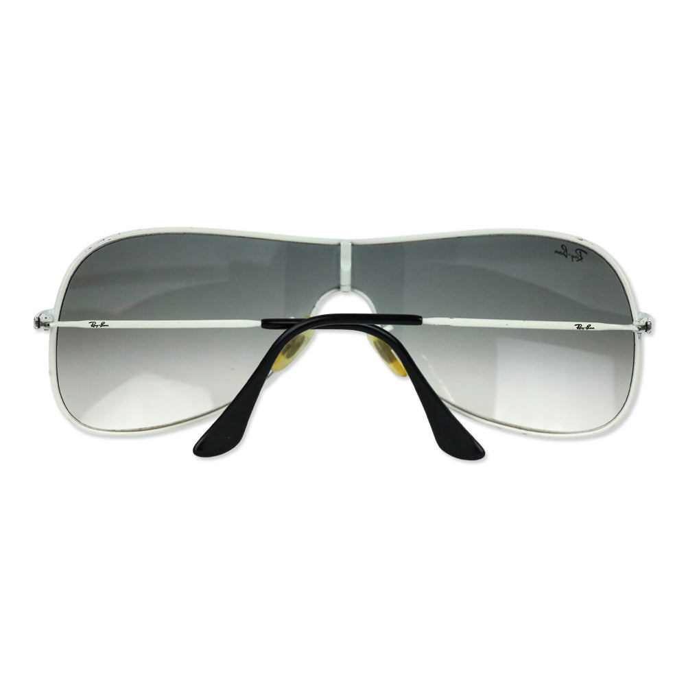 Ray Ban White Trim Pilot Shield Sunglasses