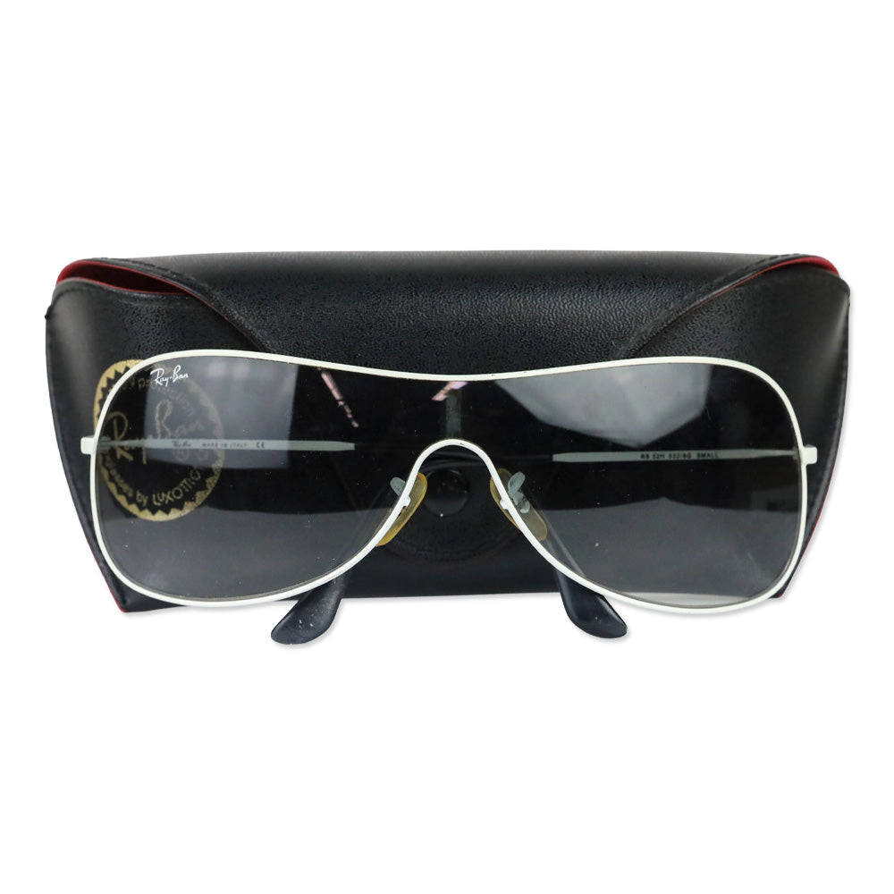 Ray Ban White Trim Pilot Shield Sunglasses