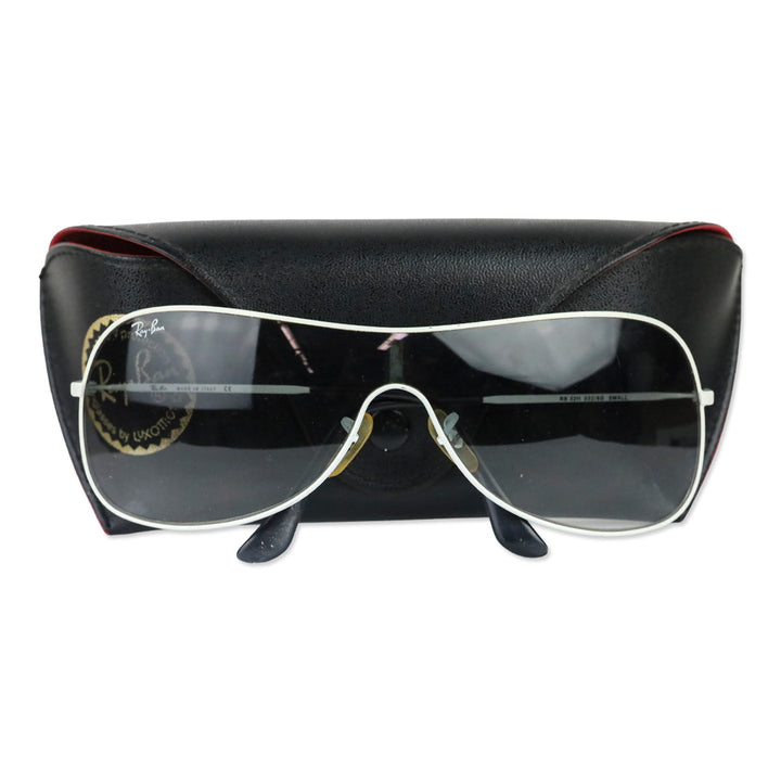 Ray Ban White Trim Pilot Shield Sunglasses