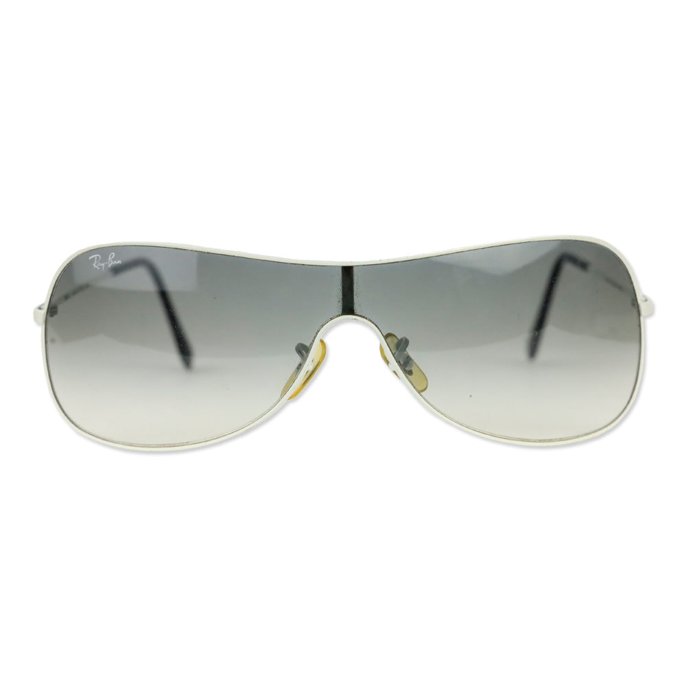 Ray Ban White Trim Pilot Shield Sunglasses