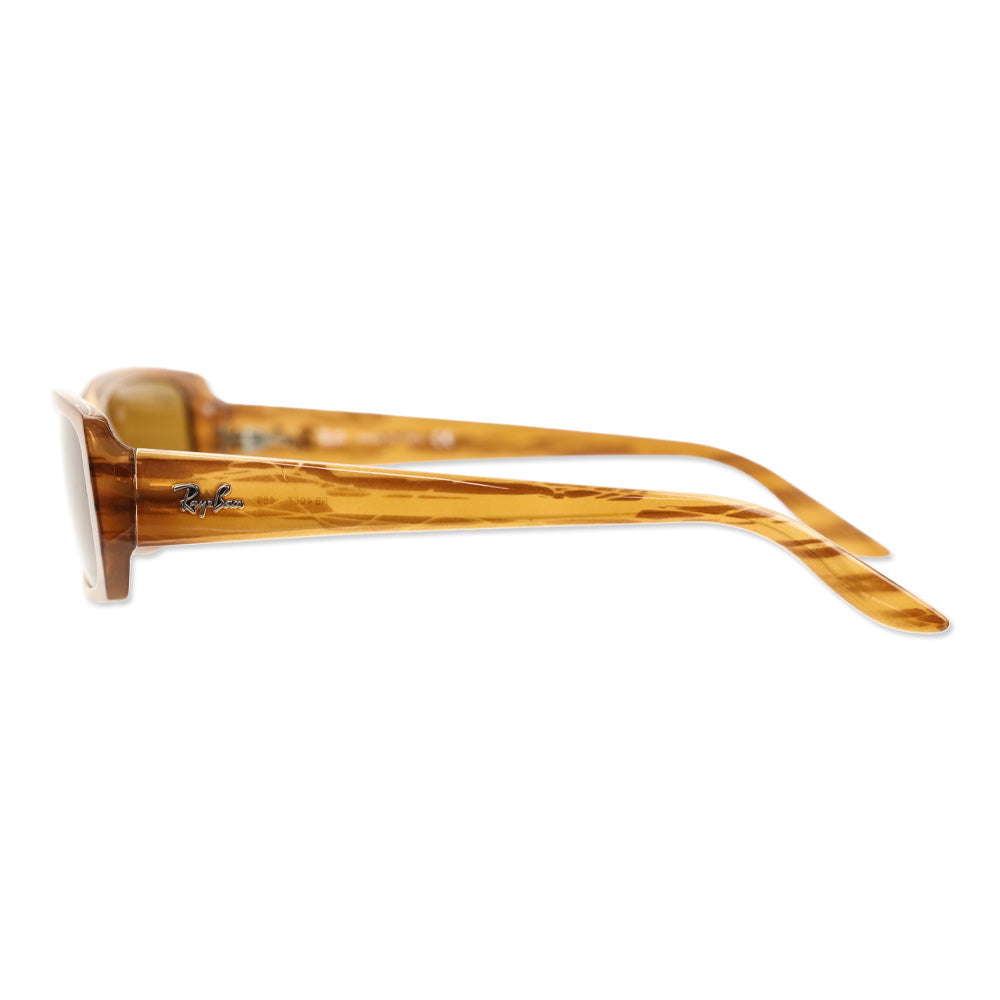 Ray Ban Wood Grain Rectangle Green Tinted Sunglasses