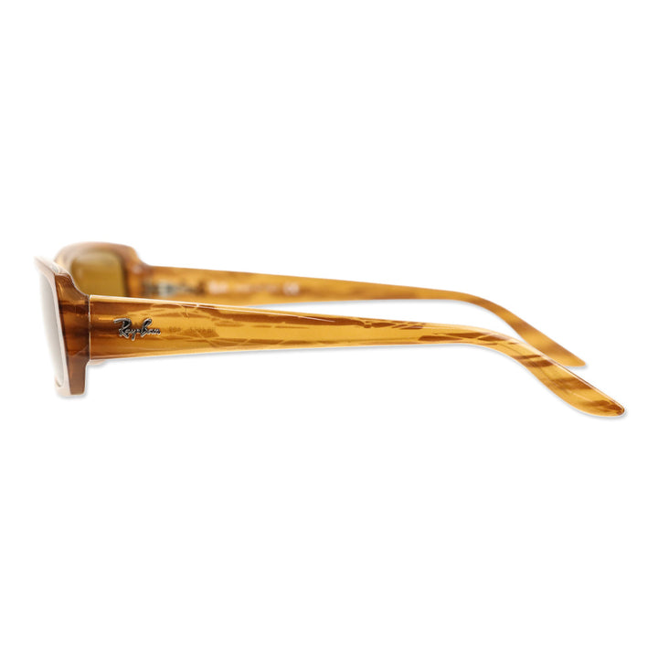 Ray Ban Wood Grain Rectangle Green Tinted Sunglasses