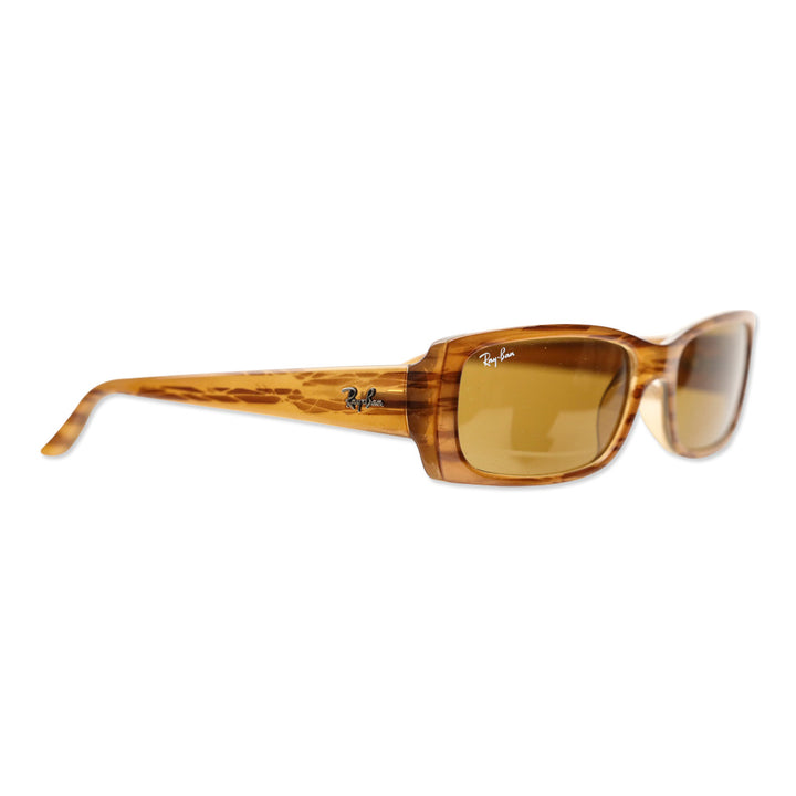Ray Ban Wood Grain Rectangle Green Tinted Sunglasses