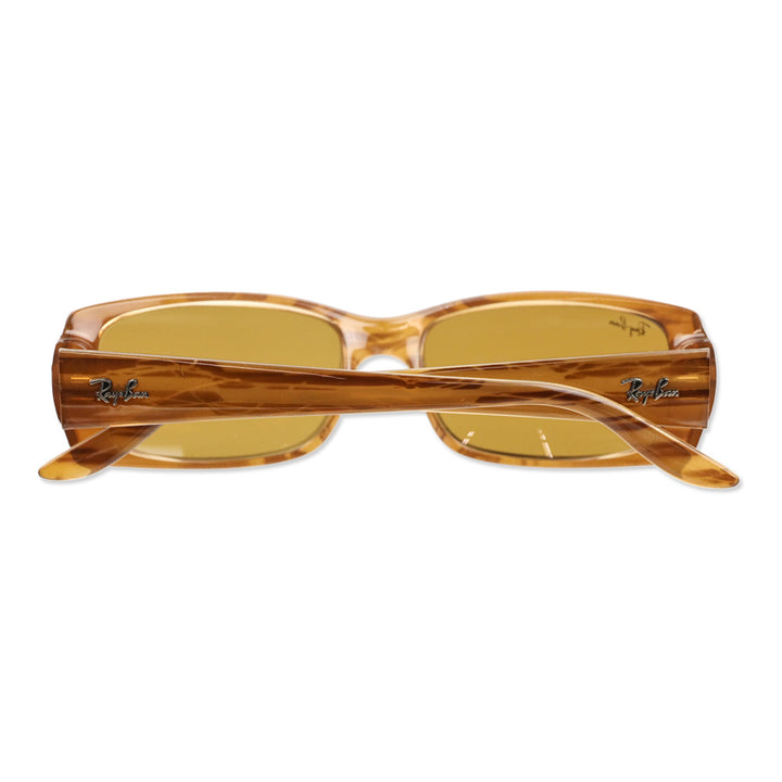 Ray Ban Wood Grain Rectangle Green Tinted Sunglasses